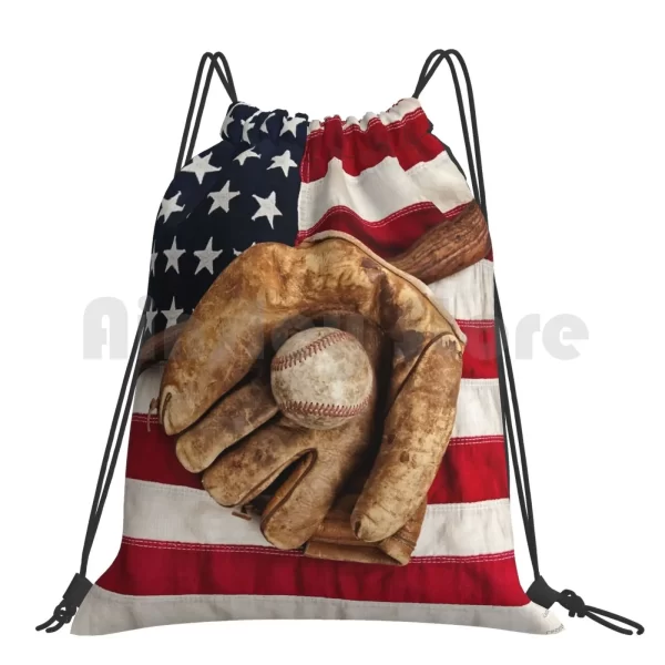 Vintage Baseball 1 Backpack Drawstring Bags Gym Bag Waterproof Baseball Sports Equipment Ball Glove Mitt Flag American - Image 7