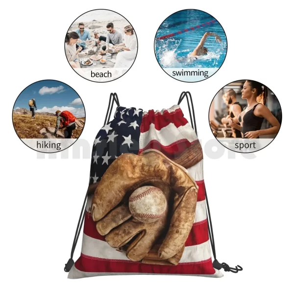 Vintage Baseball 1 Backpack Drawstring Bags Gym Bag Waterproof Baseball Sports Equipment Ball Glove Mitt Flag American - Image 6