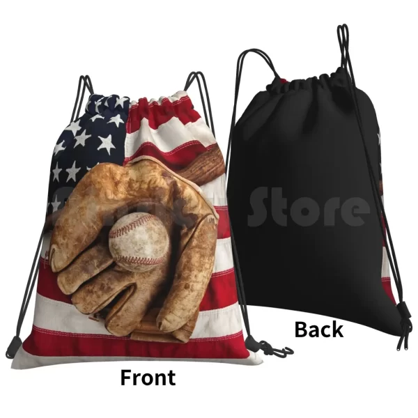 Vintage Baseball 1 Backpack Drawstring Bags Gym Bag Waterproof Baseball Sports Equipment Ball Glove Mitt Flag American - Image 2