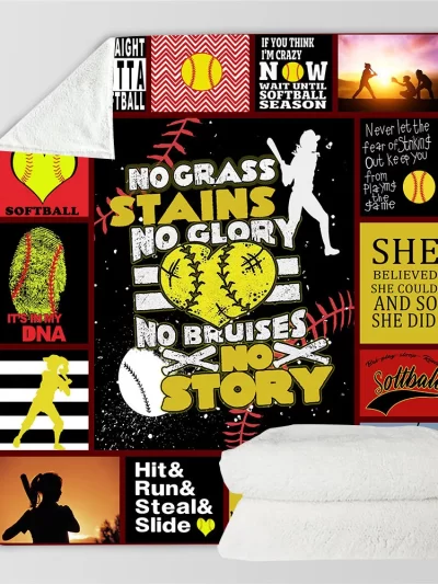 Baseball 3D Printed Plush Fleece Blanket