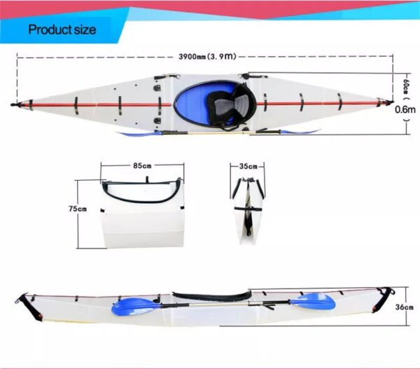 Hard Shell Canoe with Paddle - Image 6