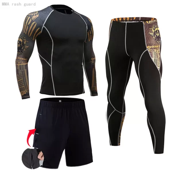 Men's Compression Sportswear Suits Gym Tights Training Clothes Workout Jogging Sports Set Running Rashguard Tracksuit For Men - Image 4