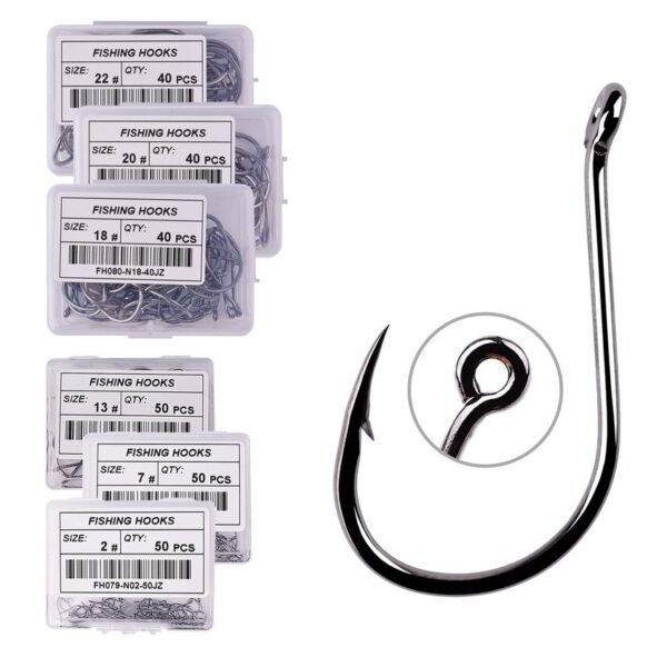 50pcs / 20pcs / Box Circle Eyed Fishing Hook Size 2-22#