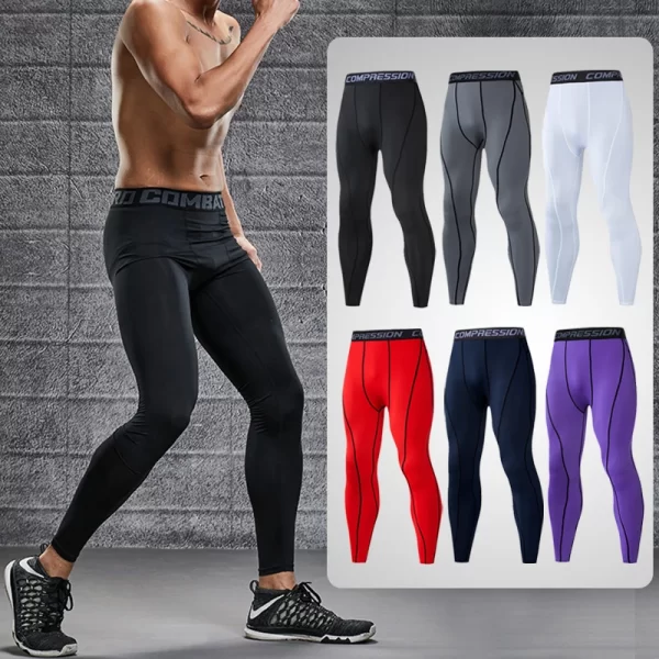 Men's Lycra Compression Pants Cycling Running Basketball Soccer Elasticity Sweatpants Fitness Tights Legging Trousers Rash Guard - Image 5