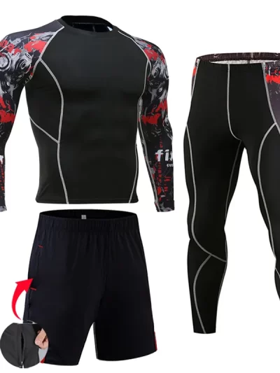 Men's Compression Sportswear Suits Gym Tights Training Clothes Workout Jogging Sports Set Running Rashguard Tracksuit For Men