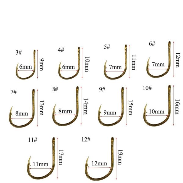 100pcs/Box Fishhook Catfish/Circle/Treble/Fish/Fishing Hook 10 Mixed Sizes 3#-12# - Image 2
