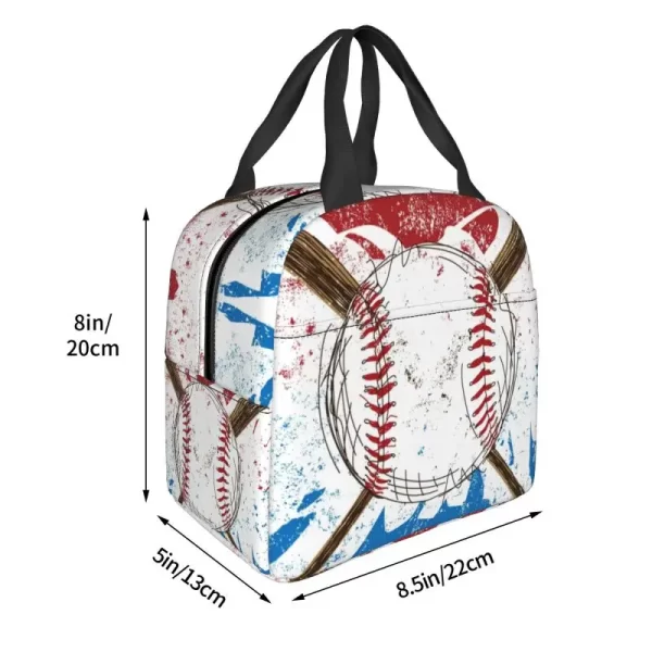 Custom Abstract Baseball Flag Lunch Bag Women Thermal Cooler Insulated Lunch Box for Student School Work Food Picnic Tote Bags - Image 3