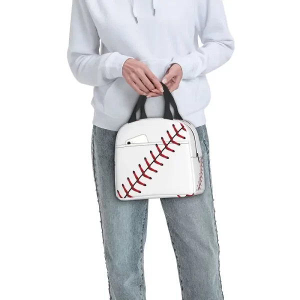 Softball Baseball Lace Lunch Box Thermal Cooler Food Insulated Lunch Bag for Kids School Children Portable Picnic Tote Bags - Image 6