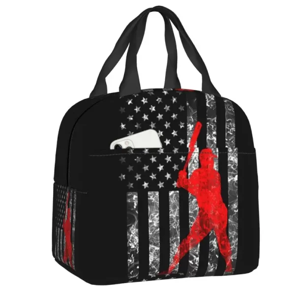 Custom Abstract Baseball Flag Lunch Bag Women Thermal Cooler Insulated Lunch Box for Student School Work Food Picnic Tote Bags - Image 17