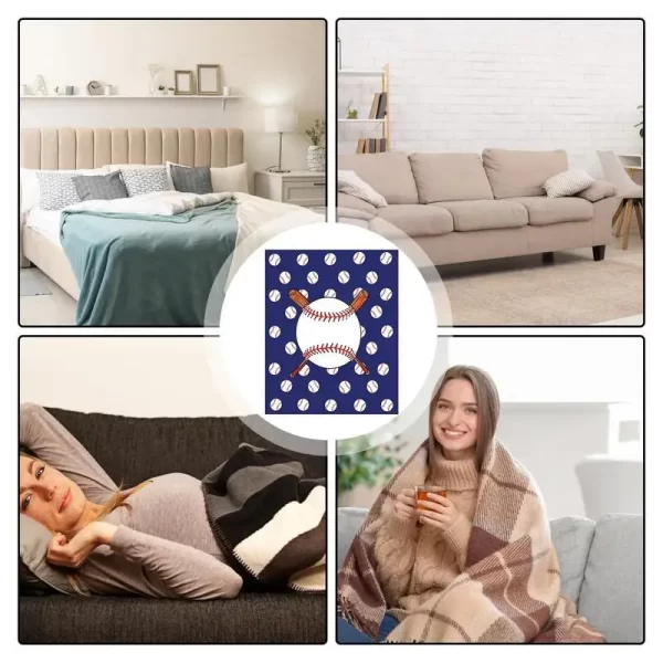 Softball Room Decor Soft Cute Baseball Texture Blanket - Image 5