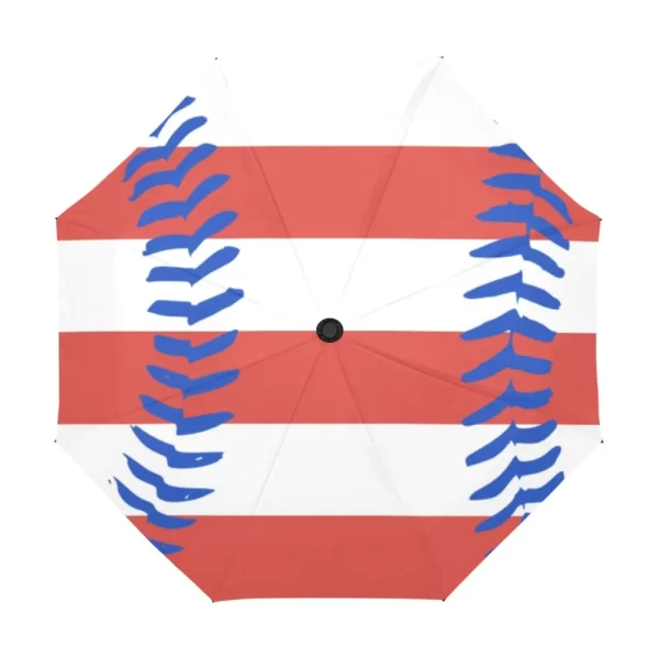 American Flag Baseball Anti-UV Automatic Umbrella Sun Rain Travel Umbrella  Compact UPF 50+ UV Protection