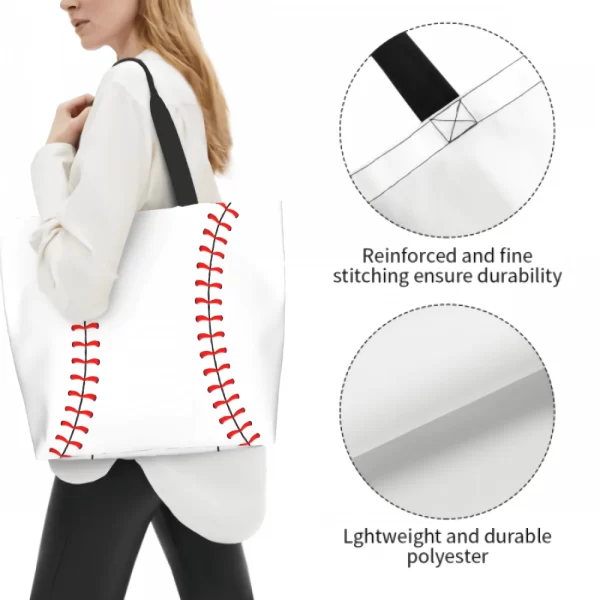 Baseball Extra Large Grocery Bag Reusable Tote Bag - Image 4