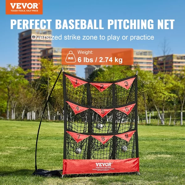 VEVOR 9 Hole Baseball Net Softball Baseball Training Equipment for Hitting Pitching Practice with Carry Bag for Youth and Adult - Image 2