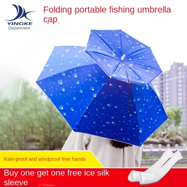 Cap Worn on the - Top Sun- Tea Picking Head-Mounted Folding -Proof Rain Hat Fishing Umbrella - Image 5
