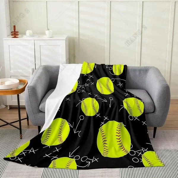 Baseball Throw Blanket Cute Cat Playing Baseball - Image 7