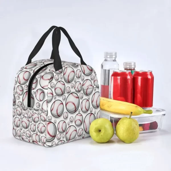 Baseball Softball Ball Pattern Lunch Box for Women Leakproof Thermal Cooler Food Insulated Lunch Bag Reusable Picnic Tote Bags - Image 5