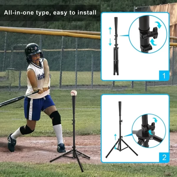 Baseball Batting Tee Tripod Adjustable Tripod Stand Tee for Hitting Training Practice Portable Foldable for Adult Kids Beginner - Image 5