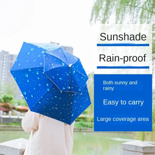 Cap Worn on the - Top Sun- Tea Picking Head-Mounted Folding -Proof Rain Hat Fishing Umbrella - Image 4