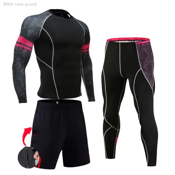 Men's Compression Sportswear Suits Gym Tights Training Clothes Workout Jogging Sports Set Running Rashguard Tracksuit For Men - Image 9