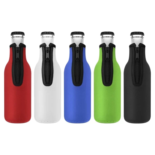 1pcs Beer Bottle Cooler Sleeves with Ring Zipper Collapsible Neoprene Insulators for 12oz 330ml Bottles Party Drink - Image 5