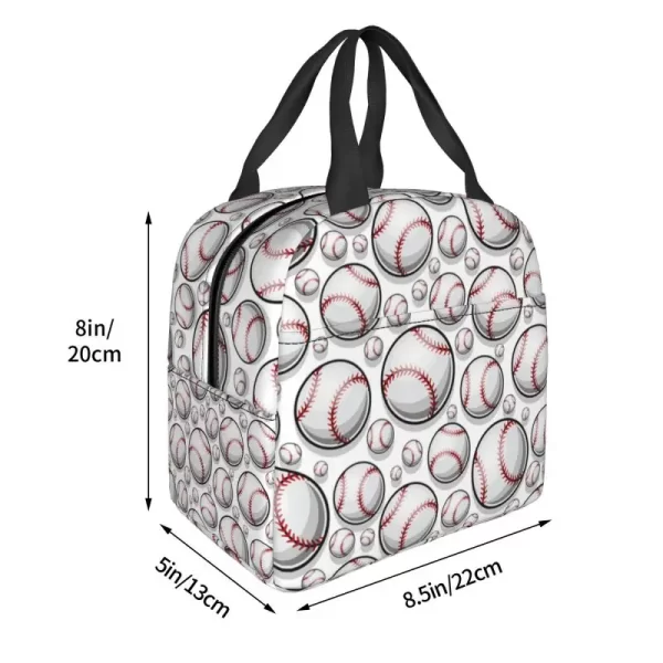 Baseball Softball Ball Pattern Lunch Box for Women Leakproof Thermal Cooler Food Insulated Lunch Bag Reusable Picnic Tote Bags - Image 3
