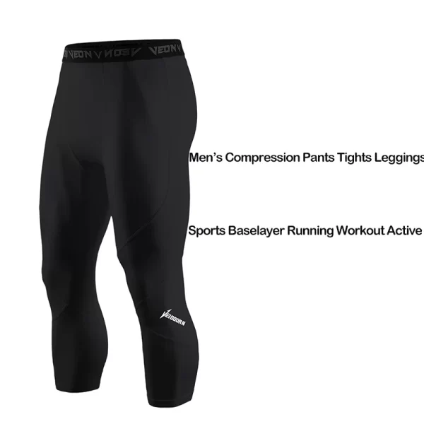 Soft 3/4 Compression Tights for Men Sportswear Quick Dry Training Leggings Gym Fitness Athletic Pants Sport Bottoms Running - Image 3
