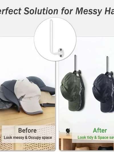 Hat Storage Stand Baseball Cap Storage Racks with Long Hooks for Wall Organization Anti-slip L-shaped for Hats for Umbrellas
