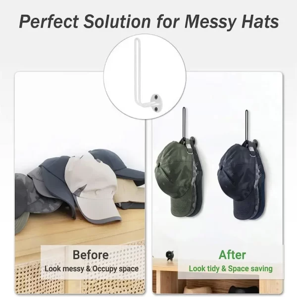 Hat Storage Stand Baseball Cap Storage Racks with Long Hooks for Wall Organization Anti-slip L-shaped for Hats for Umbrellas