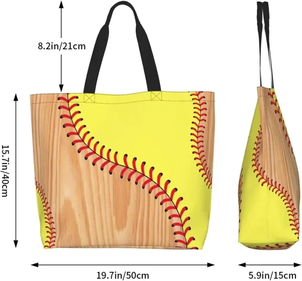 Baseball White Baseball Tote Bag For Women Men Baseball Large Tote Bag - Image 5