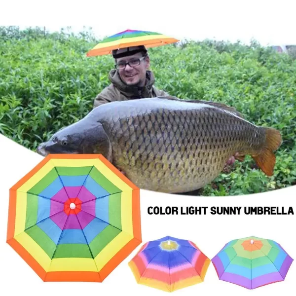 Portable Rain Umbrella Hat Foldable Outdoor Fishing Sunshade Waterproof Camping Headwear Beach Head Hats Fishing Hat 50/55/69CM - Image 6