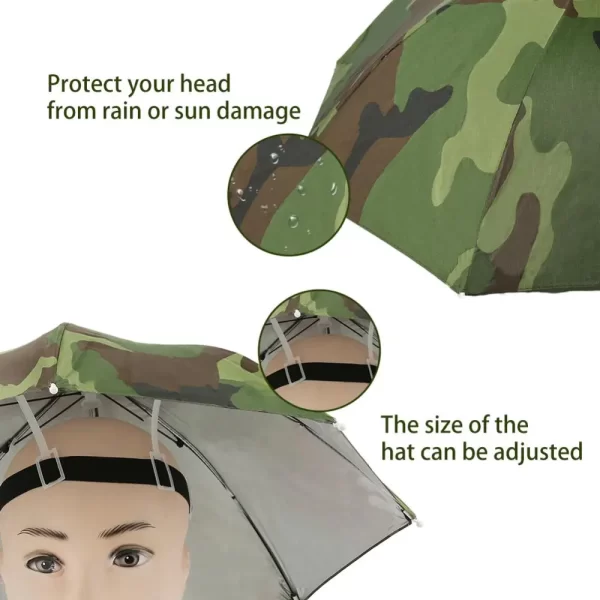 1/2/4PCS Portable Rain Umbrella Hat Army Green Foldable Outdoor Pesca Sun Shade Waterproof Camping Fishing Headwear Beach - Image 11