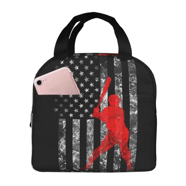 Custom American Baseball Lunch Bag Women Warm Cooler Insulated Lunch Container Box for Kids School Work Picnic Food Tote Bags - Image 26