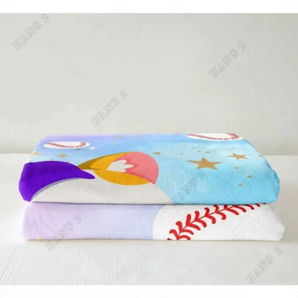 Baseball Throw Blanket Cute Cat Playing Baseball - Image 4