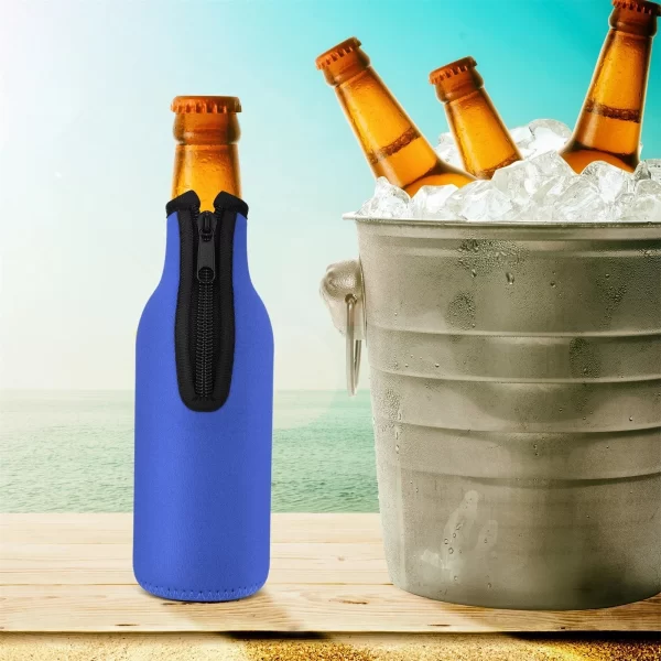 1pcs Beer Bottle Cooler Sleeves with Ring Zipper Collapsible Neoprene Insulators for 12oz 330ml Bottles Party Drink - Image 4