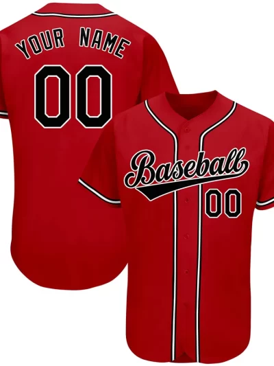 Customizable Red Team Baseball Jersey