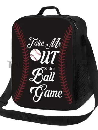 Baseball Design Reusable Lunch Bag Insulated Lunch Box with Adjustable Shoulder Strap Leakproof Bento Tote Bags for Work Picnic