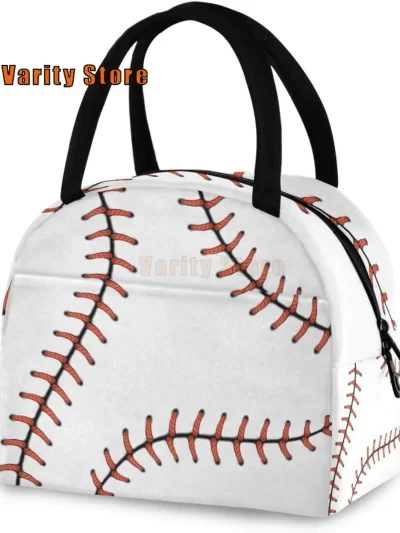 Baseball Softball Lunch Bag Box Tote Organizer Lunch Container Insulated Zipper Meal Prep Cooler Handbag For Women Men Home