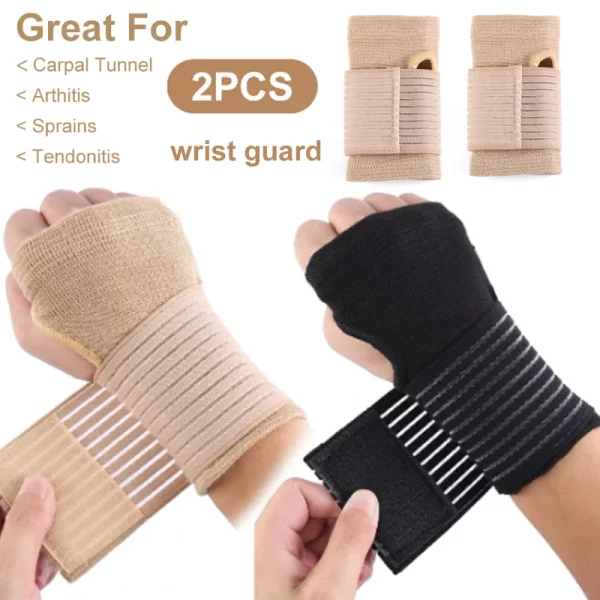 2pcs Elastic Bandage Wrist Guard Support Arthritis Gloves Sprain Band Wrist Protector Hand Brace Elastic Sports Safety Wristband - Image 2