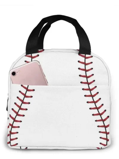 Baseball Lace Sport Insulated Lunch Portable Thermal Cooler Box Reusable Picnic Tote Bento Bag For Men Women Kids Work