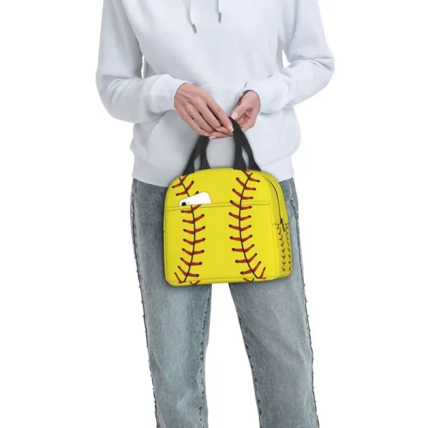 Softball Baseball Lace Lunch Box Women Waterproof Cooler Thermal Food Insulated Lunch Bag Office Work Reusable Picnic Tote Bags - Image 6