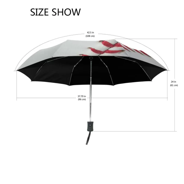 Sport Ball Red Stitching Baseball Travel Folding Umbrella Male Black Coating Anti-UV Women's Automatic Rain Umbrella Parasol - Image 3