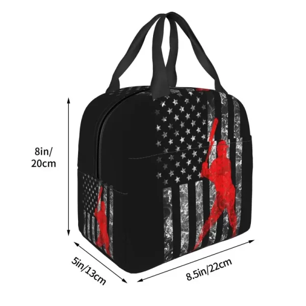Custom American Baseball Lunch Bag Women Warm Cooler Insulated Lunch Container Box for Kids School Work Picnic Food Tote Bags - Image 3