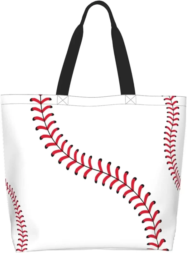 Baseball White Baseball Tote Bag For Women Men Baseball Large Tote Bag - Image 8