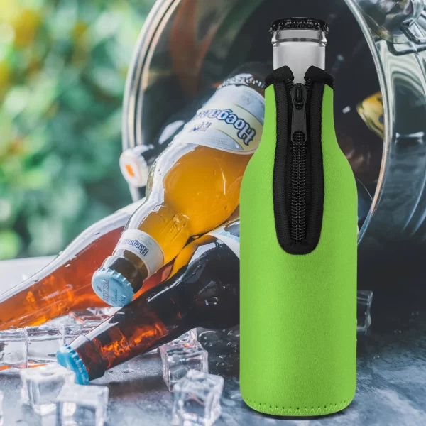 1pcs Beer Bottle Cooler Sleeves with Ring Zipper Collapsible Neoprene Insulators for 12oz 330ml Bottles Party Drink - Image 3