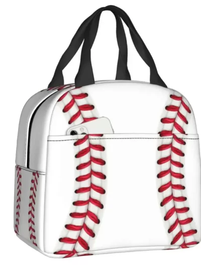 Baseball Lace Bag for Camping Travel Portable Picnic Insulated Cooler Thermal Lunch Box Women Kids Tote Container