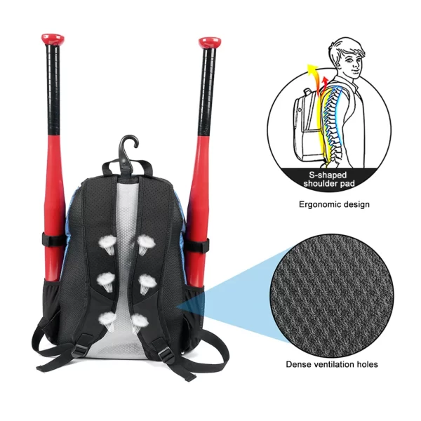 Baseball Training Backpack with Shoes Compartment Sports Equipments Backpack Waterproof Outdoor Match Storage Accessory Bag - Image 5
