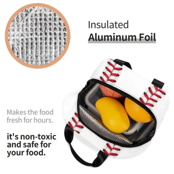Baseball Lace Bag for Camping Travel Portable Picnic Insulated Cooler Thermal Lunch Box Women Kids Tote Container - Image 5