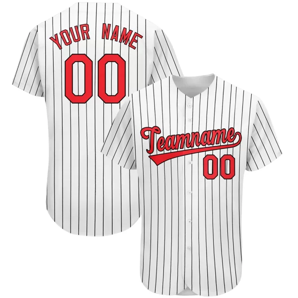 Pin Stripe Black Customizable Baseball Jersey - Image 2