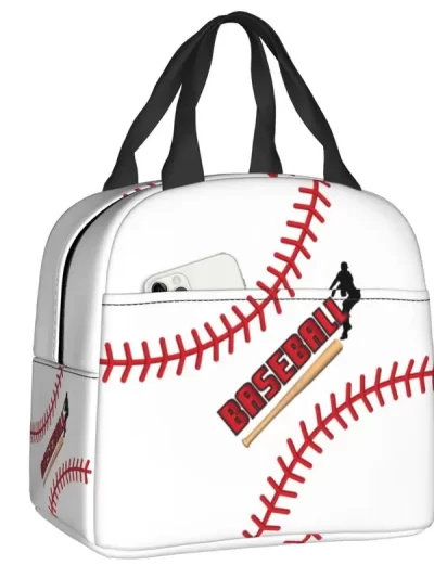 Baseball Sport Pattern Lunch Bag Leakproof Thermal Cooler Insulated Lunch Box For Women Kids Work Picnic Travel Food Tote Bags