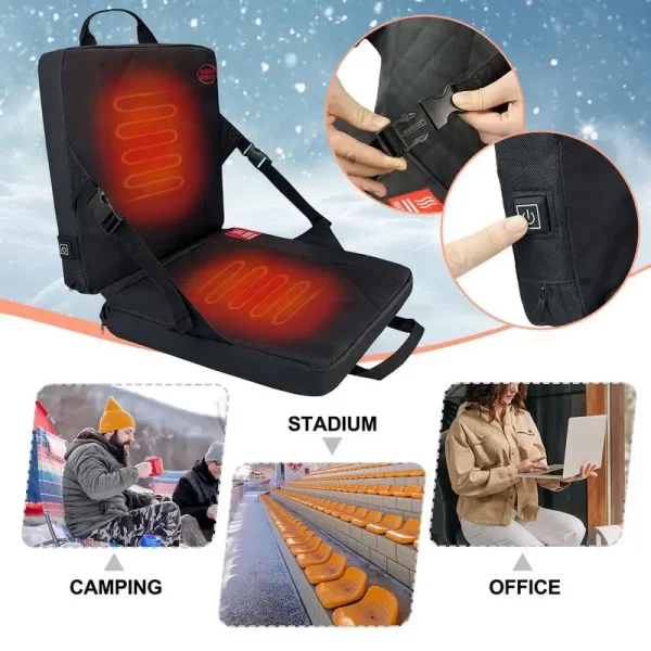 winter Heated Seats cushion Stadium Warm Chair Seat Portable Foldable Bleacher Seats with Back Support 3 Levels Heating cushion - Image 3